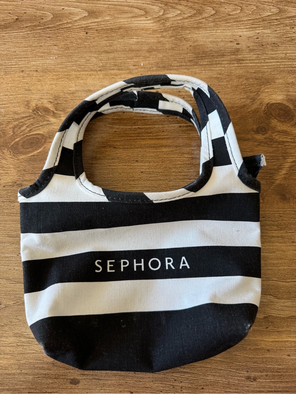Sephora Black & White Striped Mini Canvas Tote Bag